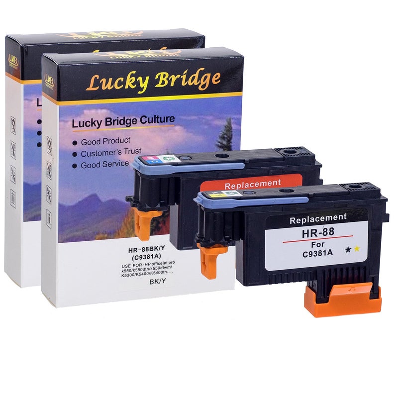 LKB رأس طباعة LKB المعاد تصنيعه SD HP88 C9381A C9382A بديل لطابعة HP Officejet مع Pro K5400 L7550 L7580 L7590 L7650 L7680 L7750 L7780 L7790 (1BY، 1MC) 2PK -US - Image 1